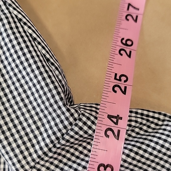 Liz Claiborne Size 2X Black White Gingham Check 3/4 Sleeve Button Front Blouse - Picture 7 of 12
